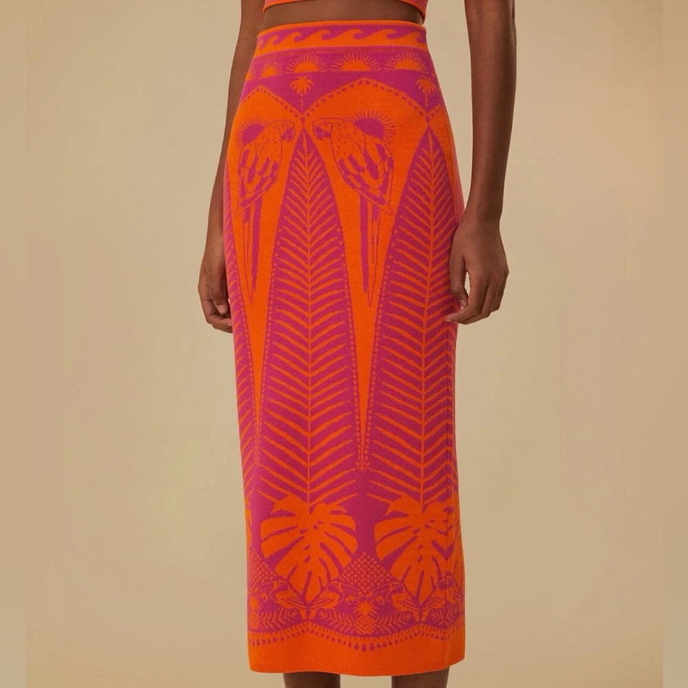Farm Rio Macaw Elegance Knit Skirt
